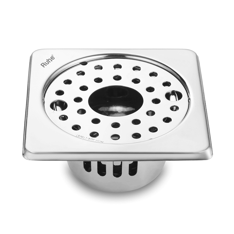 Air Square 304-Grade Floor Drain with Collar, Lock, Hole & Cockroach Trap (5 x 5 Inches) - by Ruhe