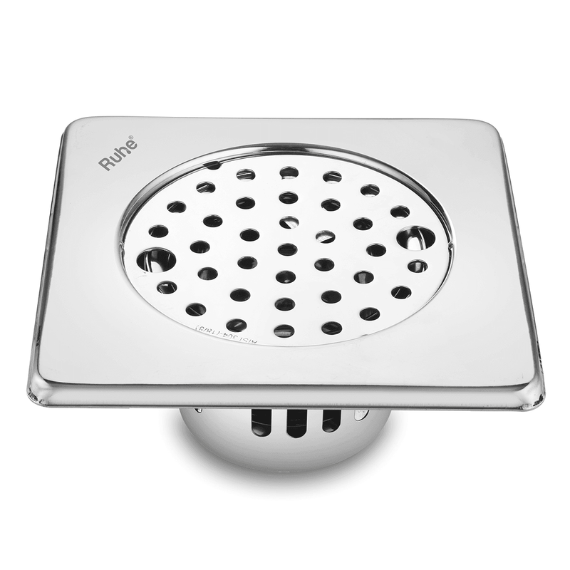 Air Square 304-Grade Floor Drain with Collar, Lock & Cockroach Trap (6 x 6 Inches) - by Ruhe