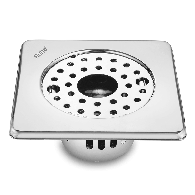 Air Square 304-Grade Floor Drain with Collar, Lock, Hole & Cockroach Trap (6 x 6 Inches) - by Ruhe