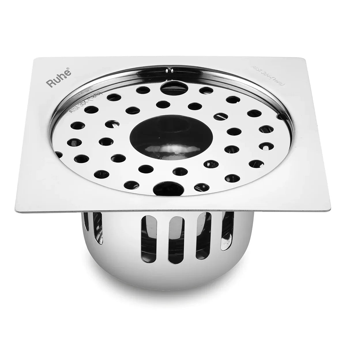 Air Square Flat Cut 304-Grade Floor Drain with Lock, Hole & Cockroach ...
