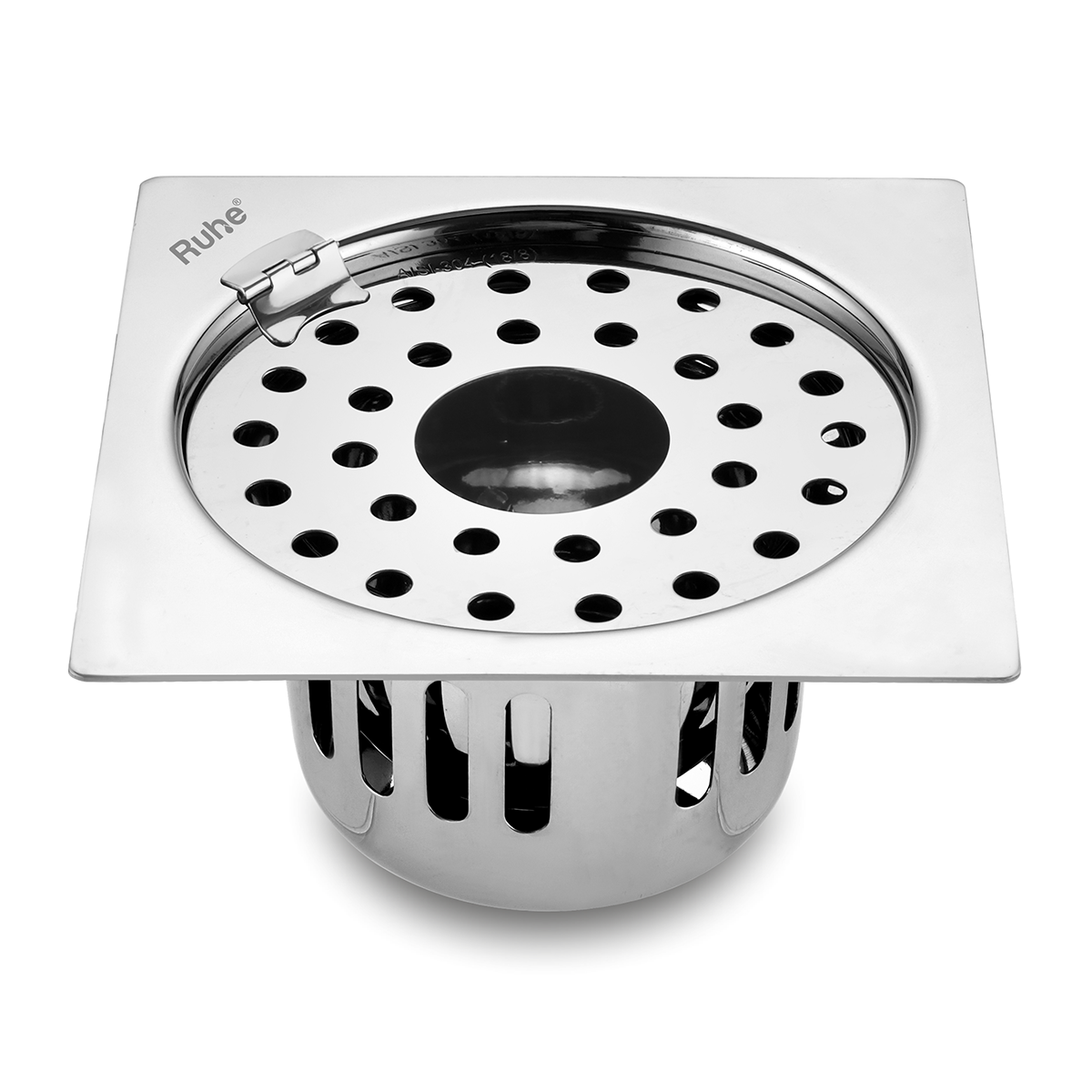 Air Square Flat Cut Floor Drain (5 x 5 Inches) with Hinge, Hole and Cockroach Trap (304 Grade)