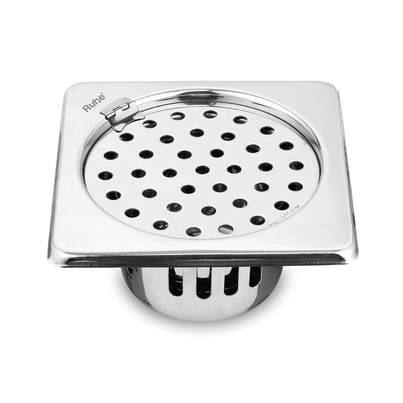 Air Square 304-Grade Floor Drain with Collar, Hinge & Cockroach Trap (5 x 5 Inches) - by Ruhe