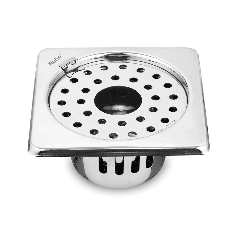 Air Square 304-Grade Floor Drain with Collar, Hinge, Hole & Cockroach Trap (5 x 5 Inches) - by Ruhe