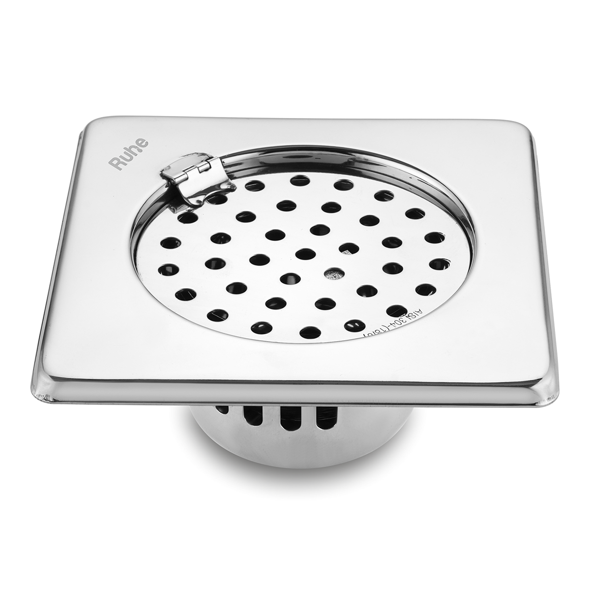 Air Square 304-Grade Floor Drain with Collar, Hinge & Cockroach Trap (6 x 6 Inches) -  by Ruhe