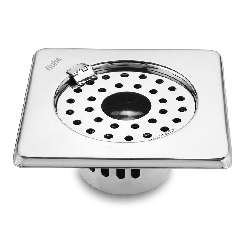 Air Square 304-Grade Floor Drain with Collar, Hinge, Hole & Cockroach Trap (6 x 6 Inches) - by Ruhe