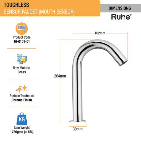 Automatic Touchless Faucet with Mouth Sensor dimensions and size