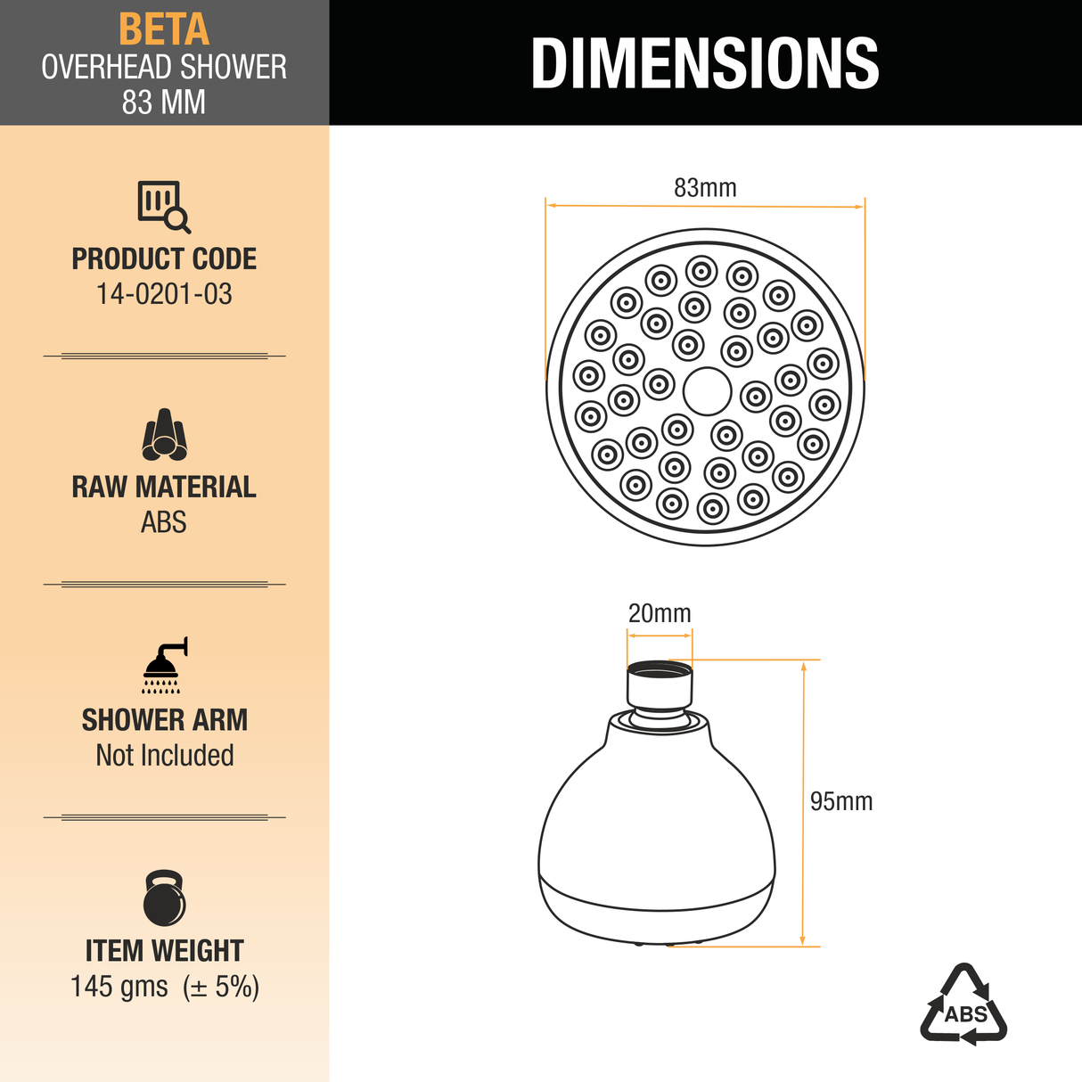 Beta Overhead Shower (3.25 Inches) 2