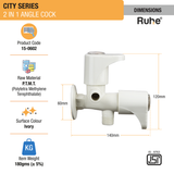 City PTMT Two Way Angle Valve Faucet (Double Handle) dimensions and size