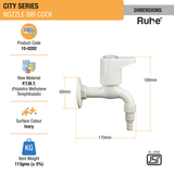 City Nozzle Bib Tap PTMT Faucet dimensions and size