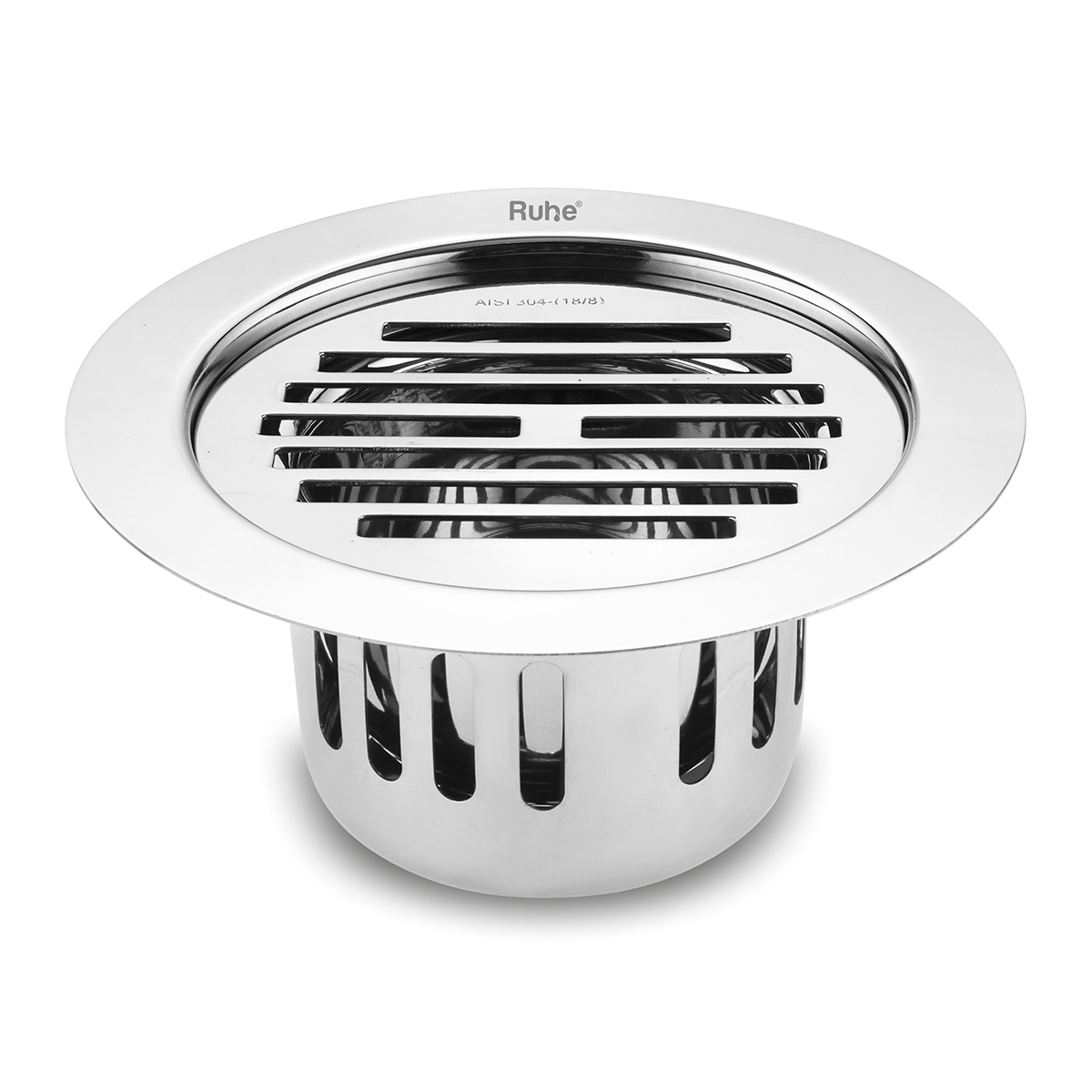 Classic Round Flat Cut 304-Grade Floor Drain with Cockroach Trap (5 Inches) -  by Ruhe