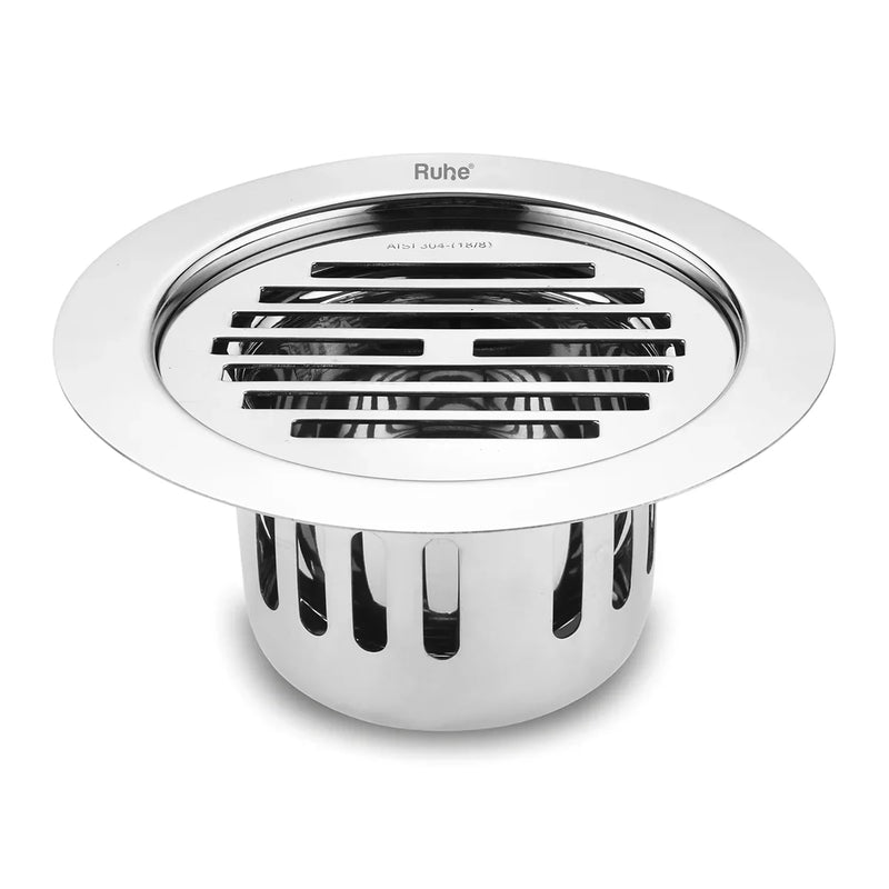 Classic Round Flat Cut 304-Grade Floor Drain with Cockroach Trap (5 Inches) - by Ruhe
