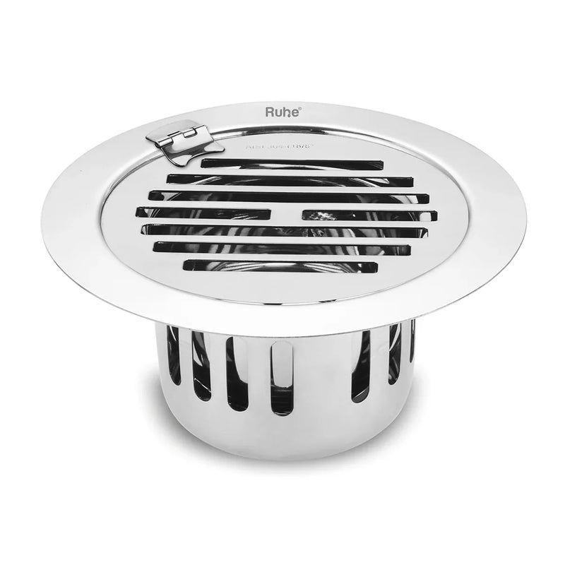 Classic Round Flat Cut 304-Grade Floor Drain with Hinge & Cockroach Trap (5 Inches) - by Ruhe