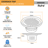 Classic Round with Collar Floor Drain (5 Inches) with Cockroach Trap (304 Grade) dimensions and size