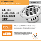 Classic Round with Collar Floor Drain (5 Inches) with Cockroach Trap (304 Grade) stainless steel