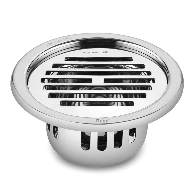 Classic Round 304-Grade Floor Drain with Collar & Cockroach Trap (5 Inches) - by Ruhe