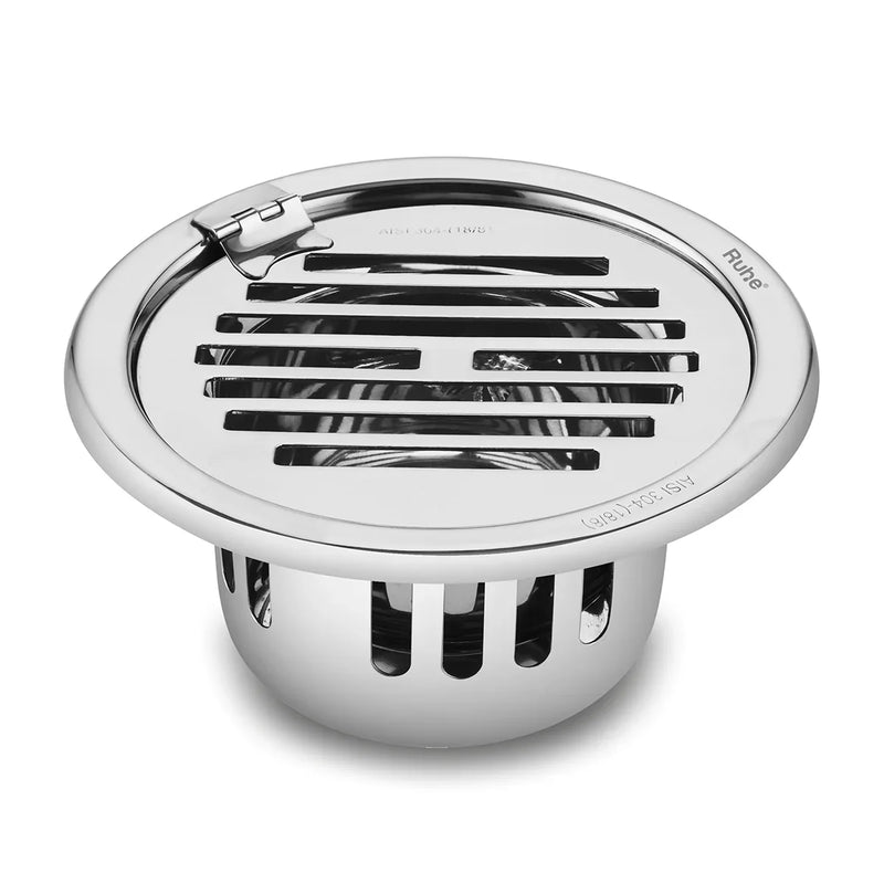 Classic Round 304-Grade Floor Drain with Collar, Hinge & Cockroach Trap (5 Inches) - by Ruhe