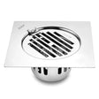 Classic Square Flat Cut Floor Drain (6 x 6 Inches) with Hinge & Cockroach Trap (304 Grade)