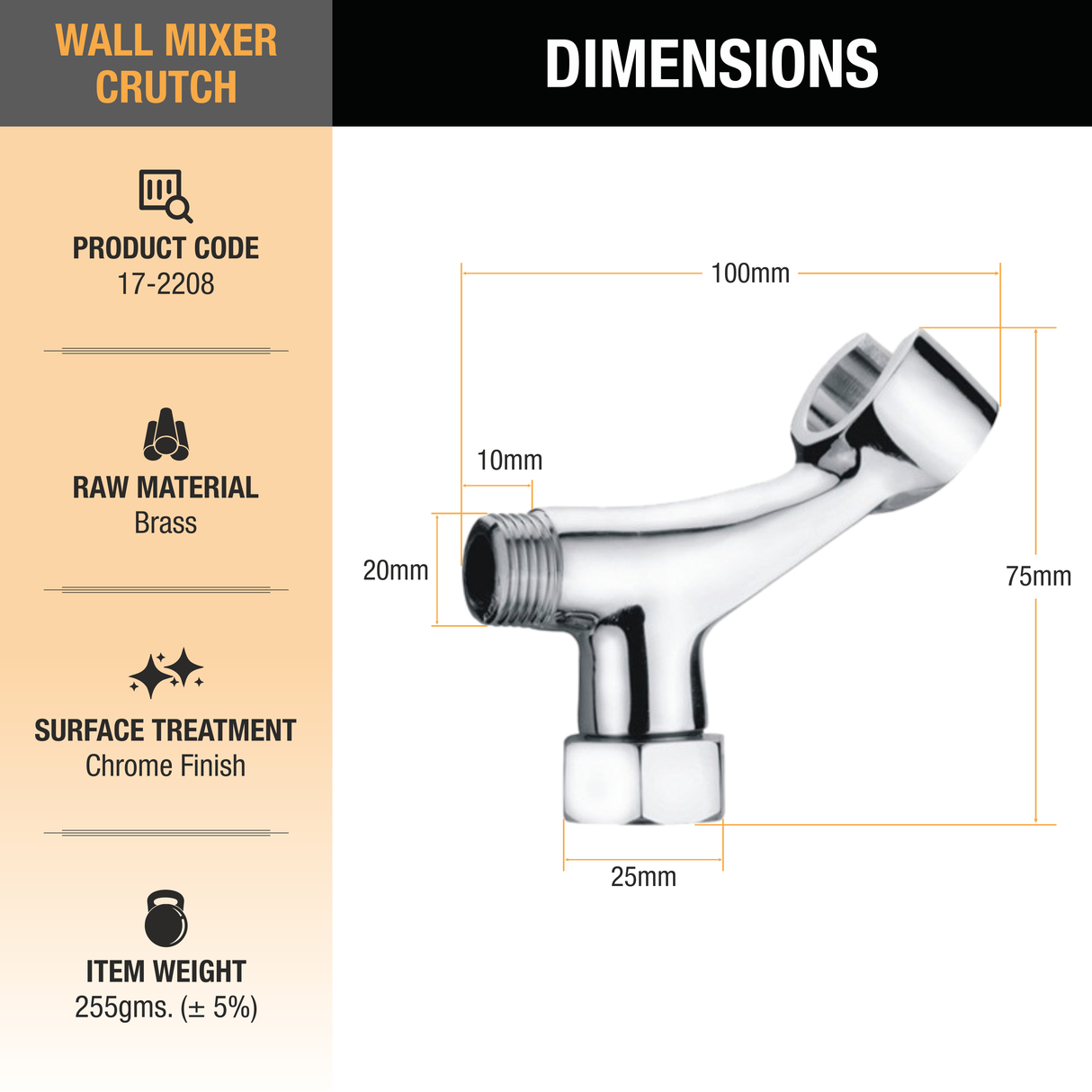 Crutch for Wall Mixer sizes