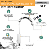 Elixir Single Lever Table Mount Sink Mixer with Medium Round Swivel Spout Faucet features