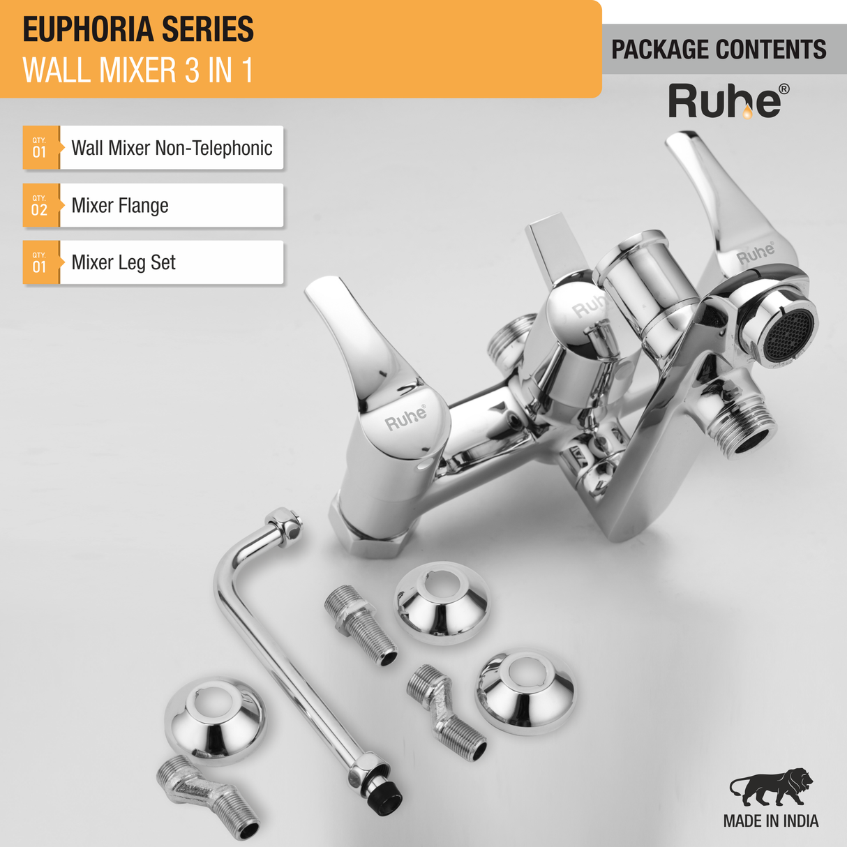 Euphoria 3-in-1 Wall Mixer Tap - by Ruhe