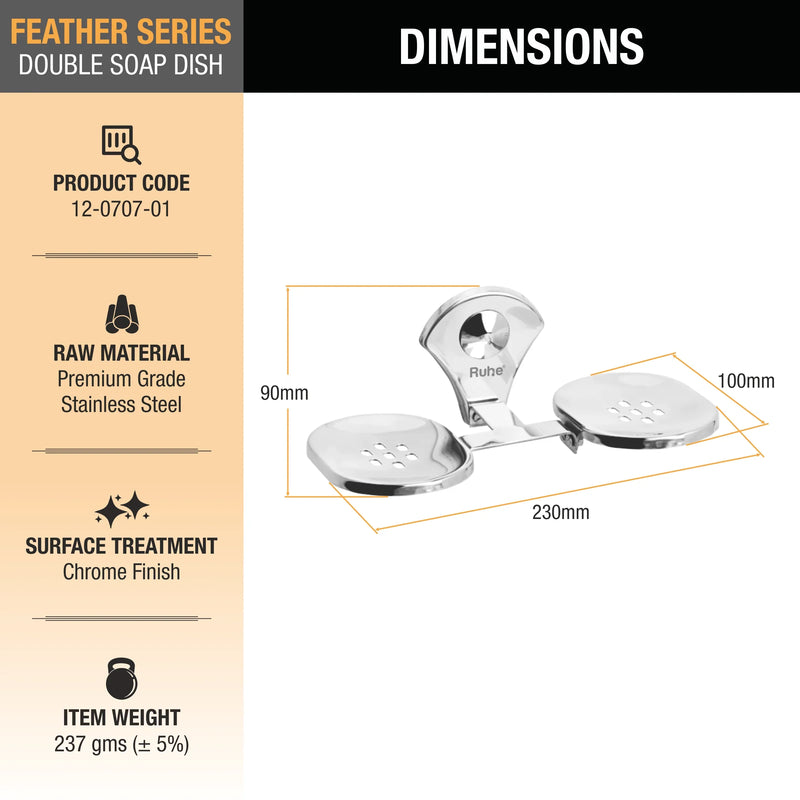 Feather Stainless Steel Double Soap Dish- by Ruhe®