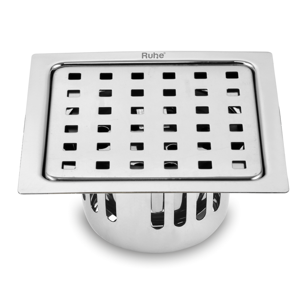 Fire Square 304-Grade Floor Drain with Cockroach Trap (5 x 5 Inches) - by Ruhe