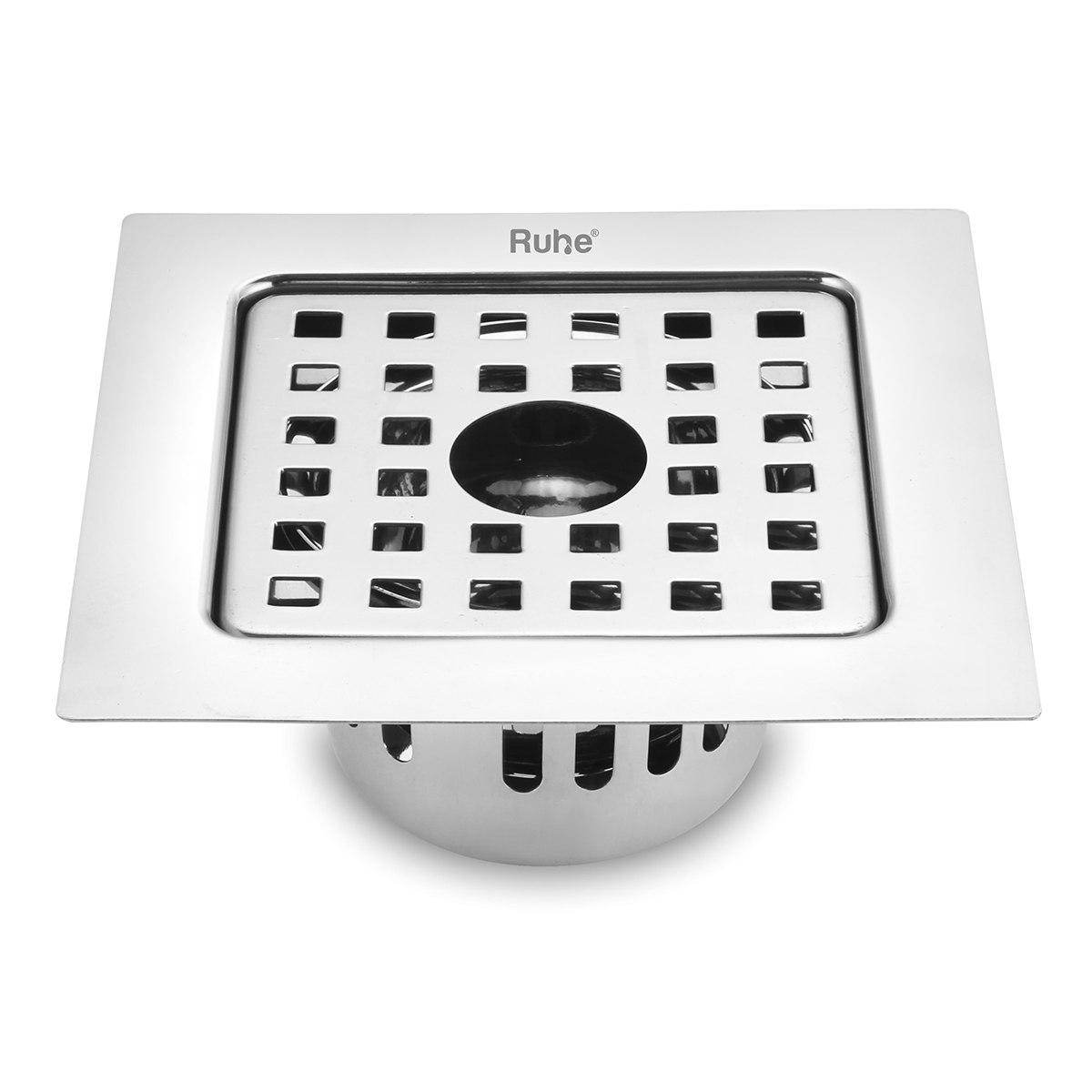 Fire Square 304-Grade Floor Drain with Hole & Cockroach Trap (6 x 6 Inches) - by Ruhe