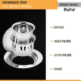 Full Moon Round Floor Drain (5 Inches) with Cockroach Trap (304 Grade) product details