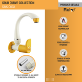 Gold Curve Sink Tap with Swivel Spout PTMT Faucet product details