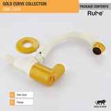 Gold Curve Sink Tap with Swivel Spout PTMT Faucet package content