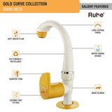 Gold Curve PTMT Swan Neck with Swivel Spout Faucet features