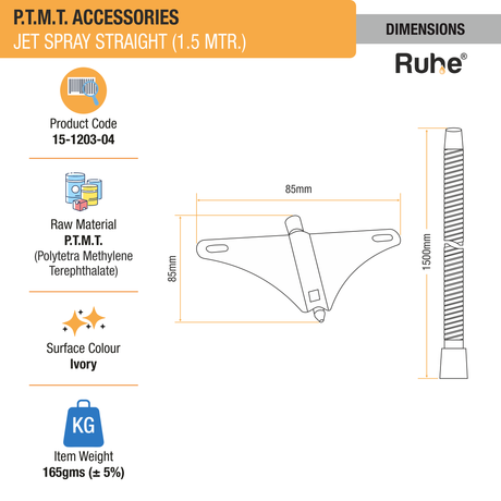 Jet Spray PTMT Triangle Nozzle (1.5 Mtr) dimensions and size