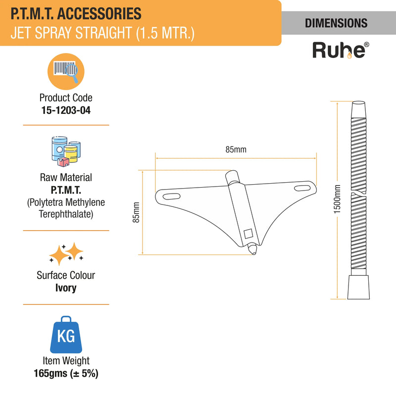 Jet Spray PTMT Straight Nozzle (1.5 Mtr) - by Ruhe