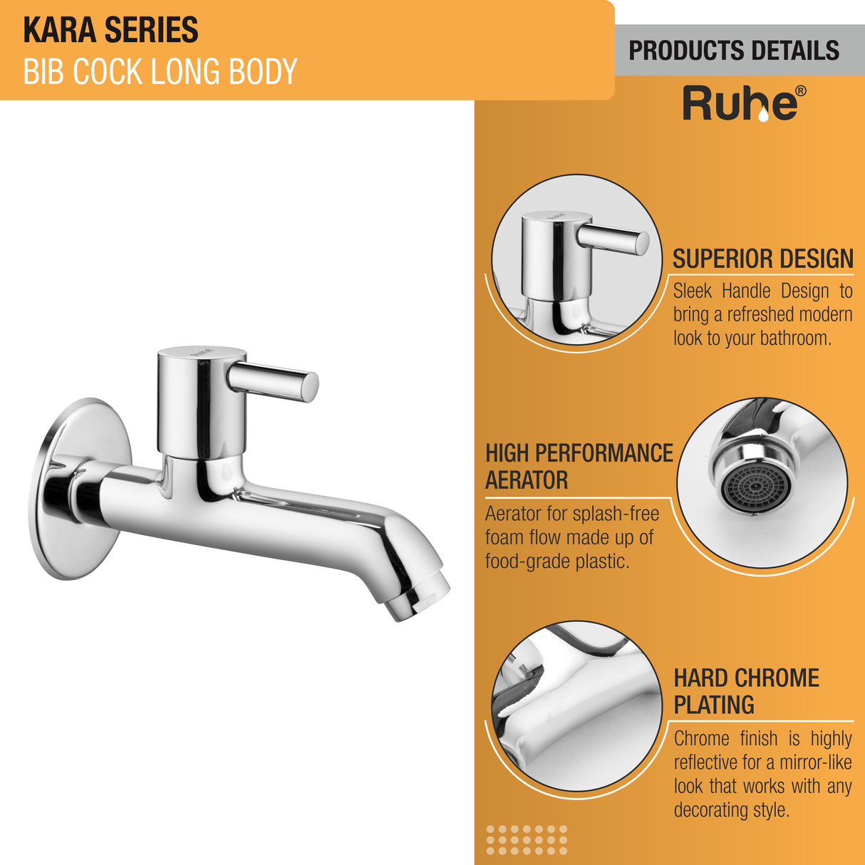 Kara Bib Tap Long Body Brass Faucet product details