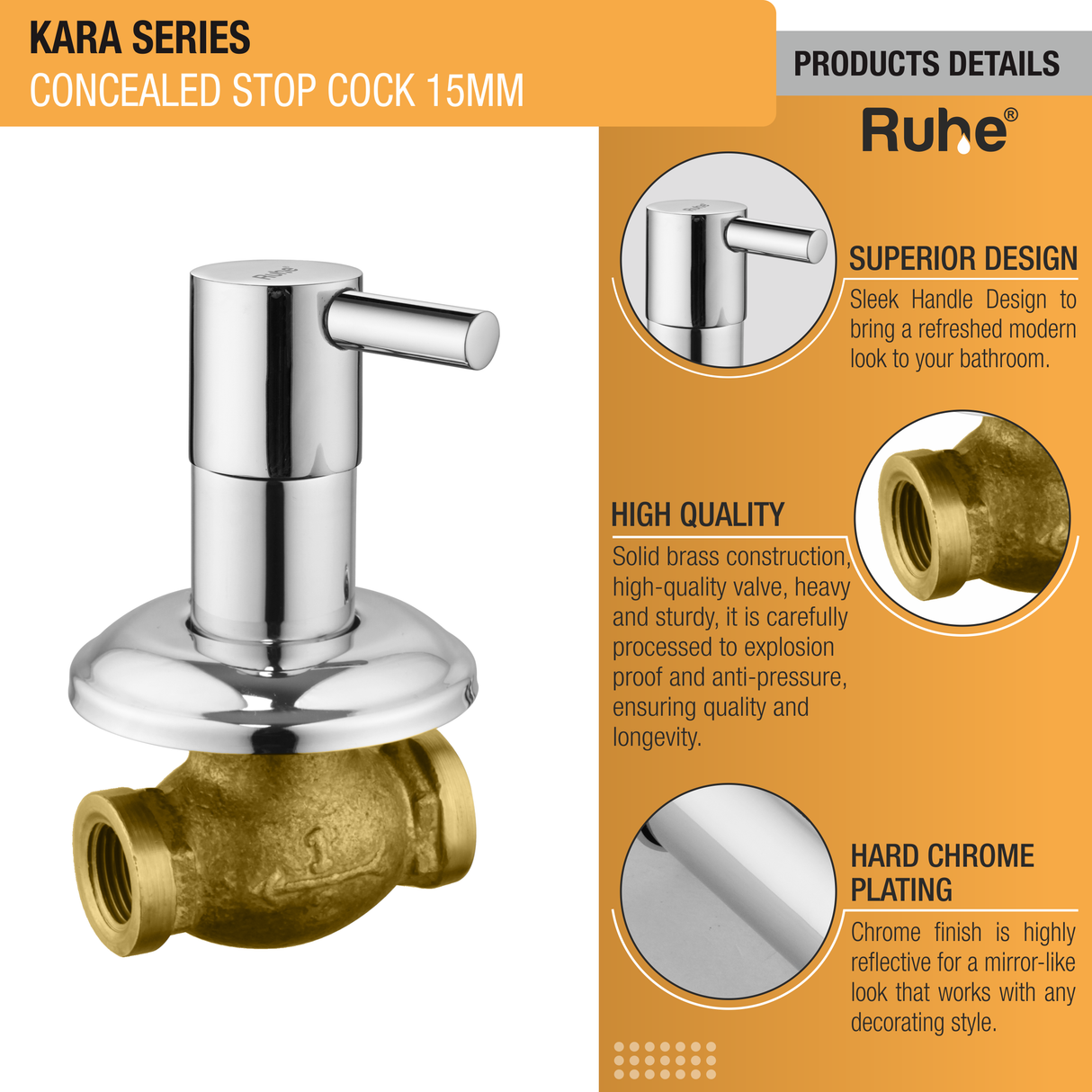 Kara Concealed Stop Valve Brass Faucet (15mm) product details