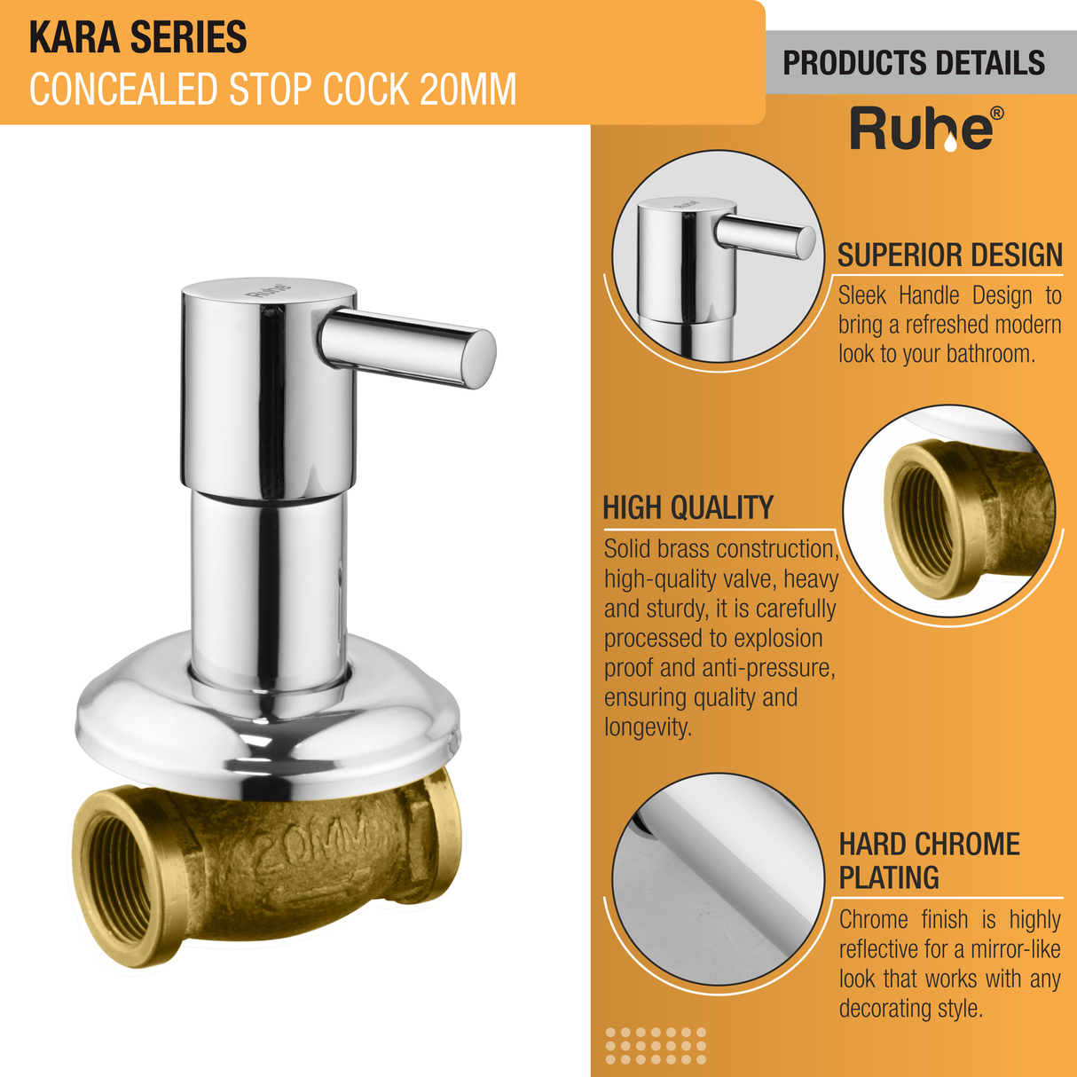 Kara Concealed Stop Valve (20mm)- by Ruhe®