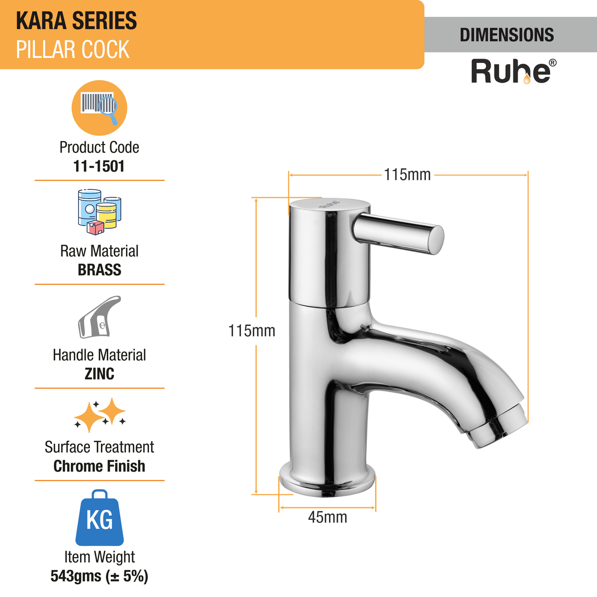 Kara Wash Basin Pillar Tap - by Ruhe®