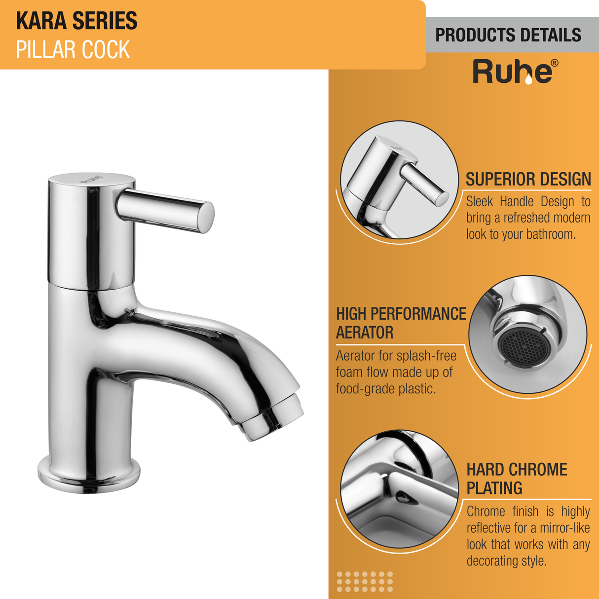 Kara Wash Basin Pillar Tap - by Ruhe®