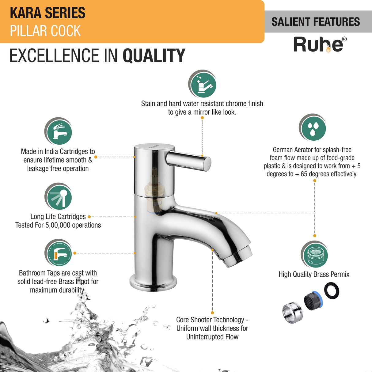 Kara Wash Basin Pillar Tap - by Ruhe®