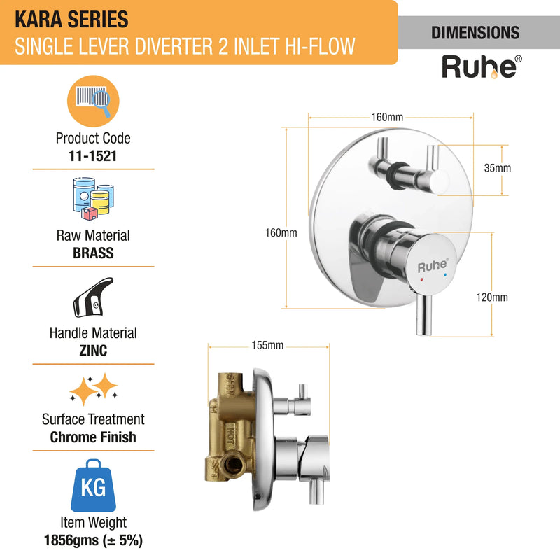 Kara Single Lever 2-inlet High-Flow Diverter (Complete Set)