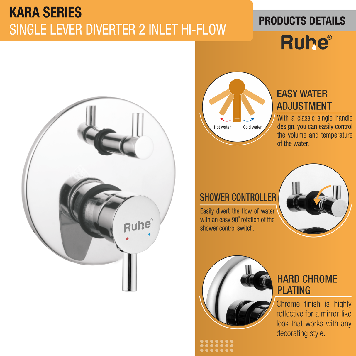 Kara Single Lever Diverter High Flow 2 Inlet Complete Faucet details