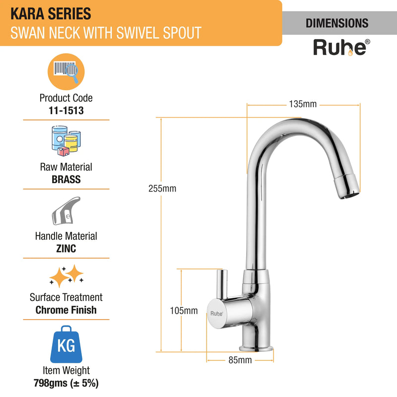 Kara Deck Mount Wash Basin Tap with Swivel Spout
