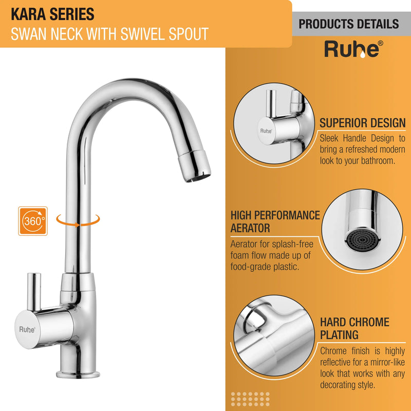 Kara Deck Mount Wash Basin Tap with Swivel Spout