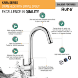 Kara Swan Neck with Swivel Spout Faucet features