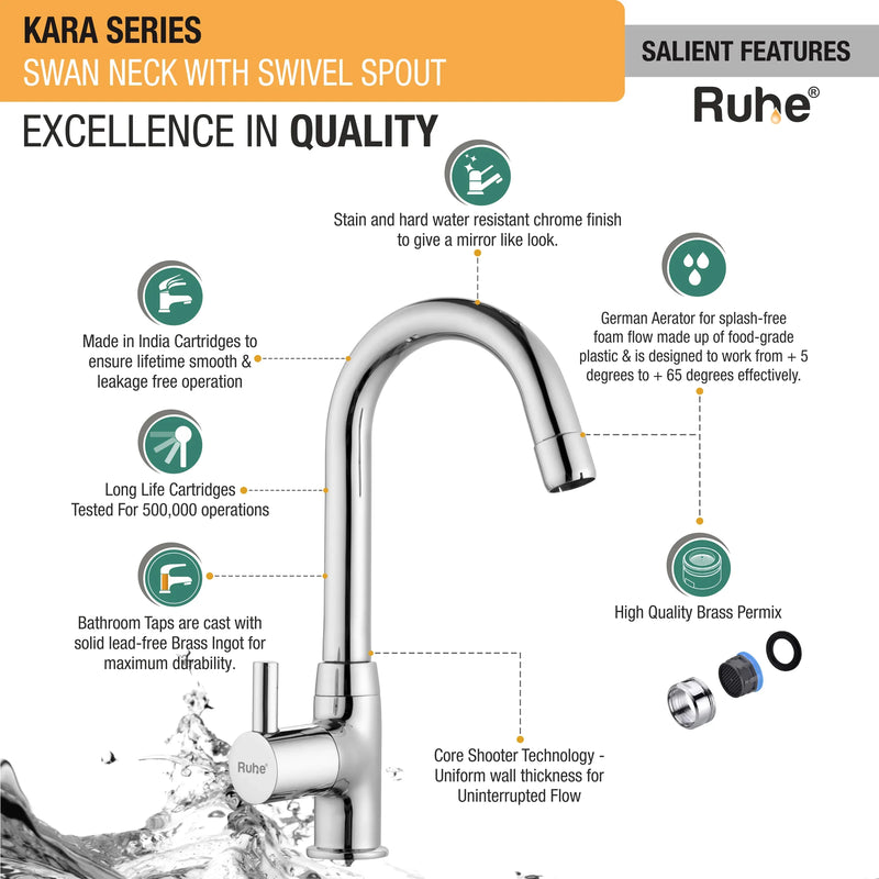 Kara Deck Mount Wash Basin Tap with Swivel Spout