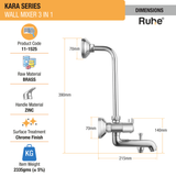 Kara Wall Mixer 3 in 1 Faucet dimensions and sizes