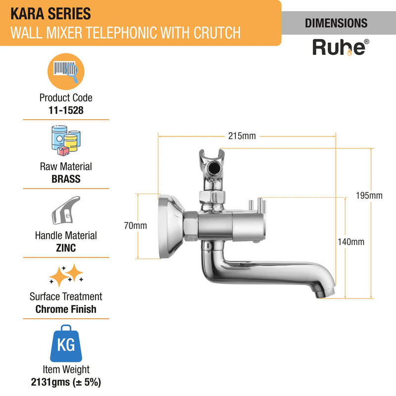 Kara Telephonic Wall Mixer Tap with Crutch
