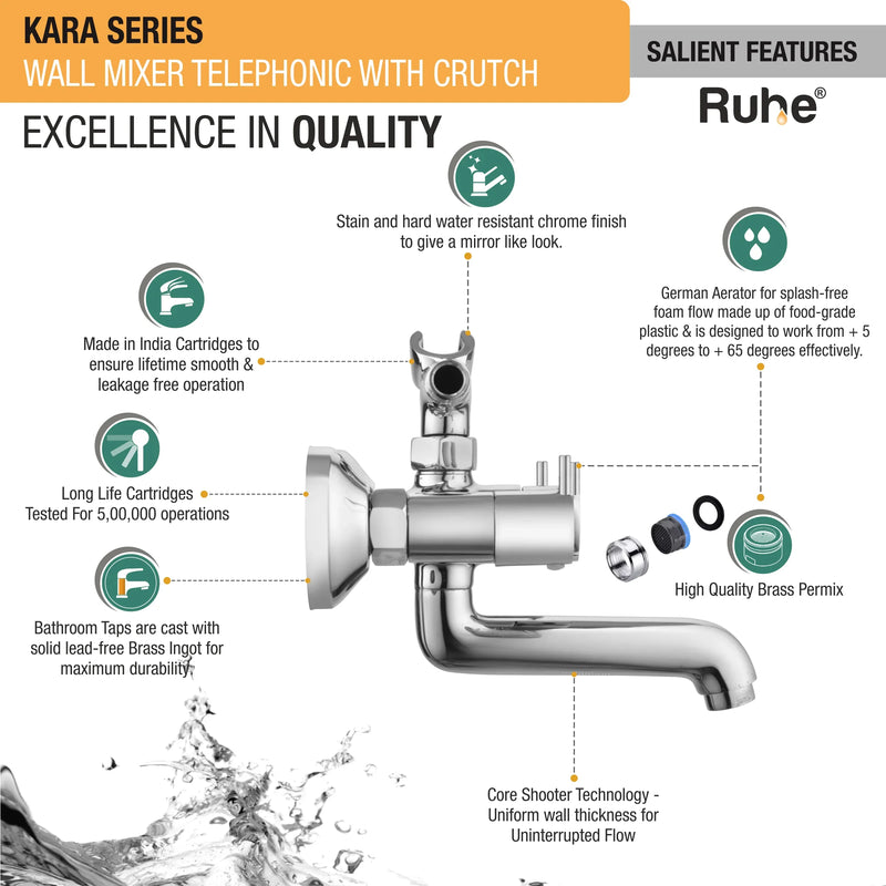 Kara Telephonic Wall Mixer Tap with Crutch