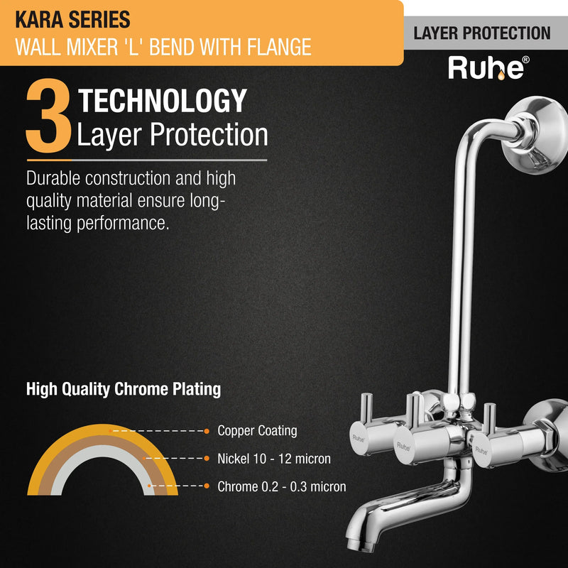 Kara Wall Mixer Brass Faucet with L Bend
