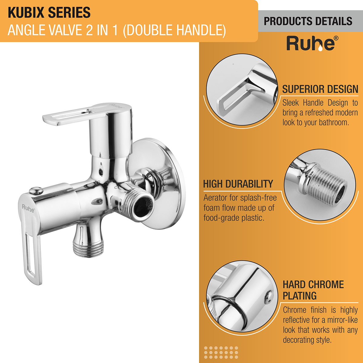 Kubix Two Way Angle Valve (Double Handle) - by Ruhe®